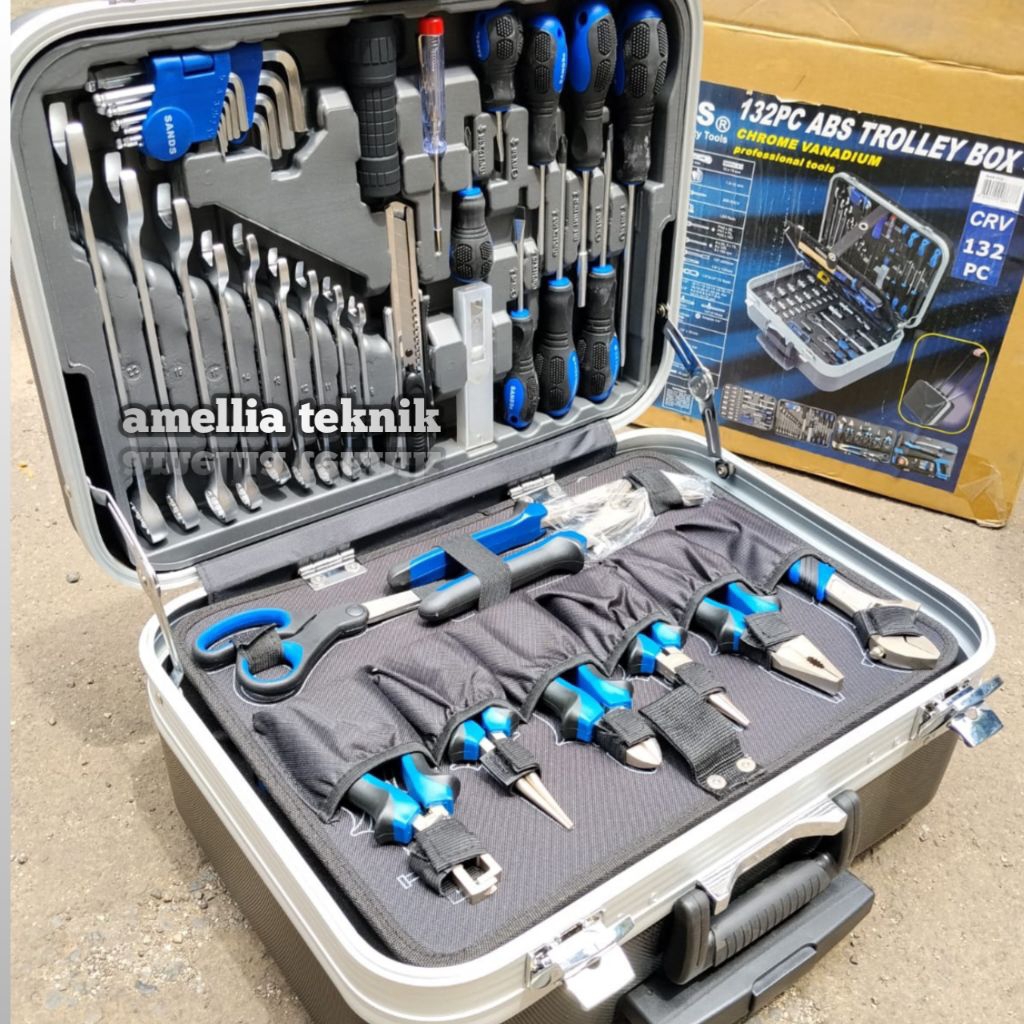Kunci Shock Set 132 Pcs Shocket Set ABS Trolley Box Set SANDS
