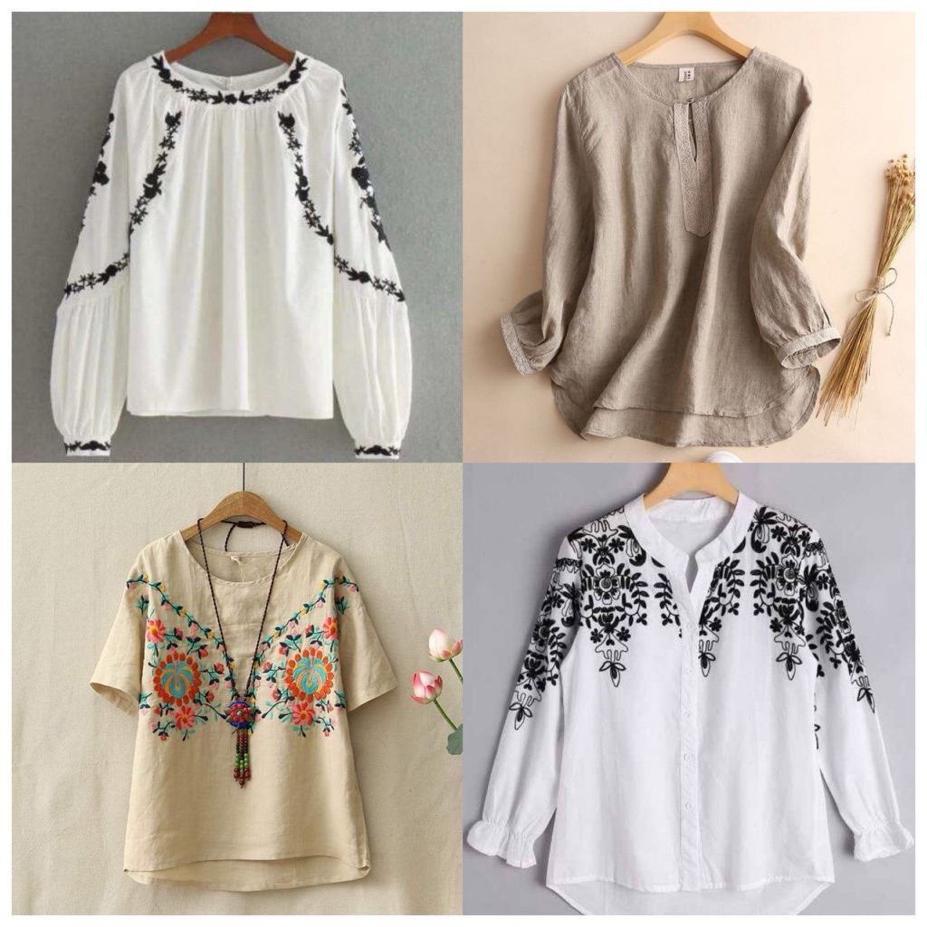 (Katalog 39) Blouse Kerut Dada Lengan Panjang Atasan Wanita Blus Wanita Kemeja Wanita Baju Atasan Bl