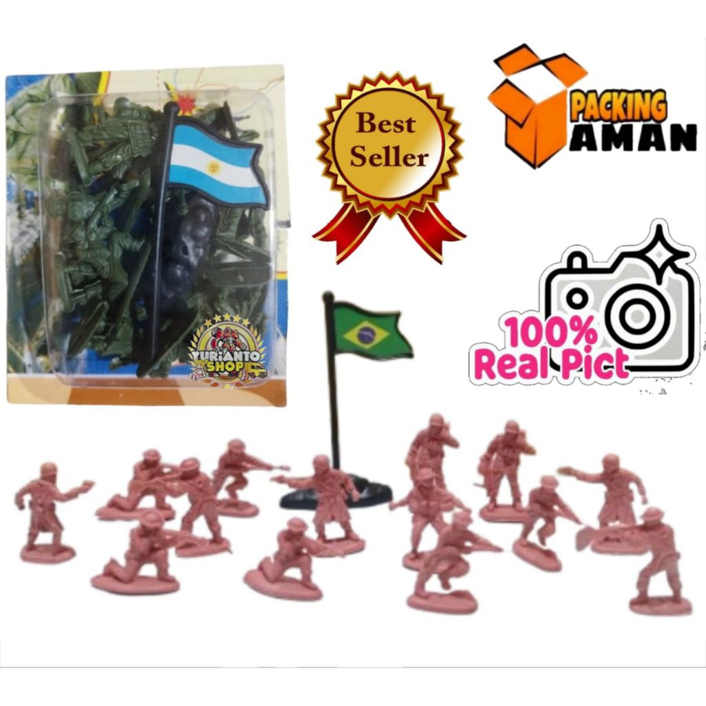 COD PROMO 320C MAINAN MURAH ANAK FIGURE TENTARA + BENDERA NEGARA / MAINAN TENTARA