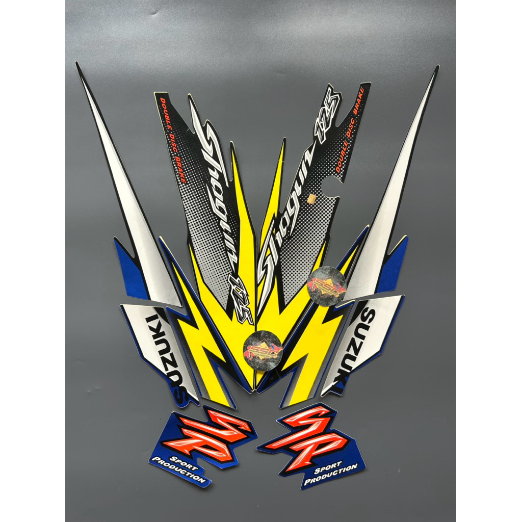 STRIPING STIKER SHOGUN SP 125 2005 HITAM BIRU