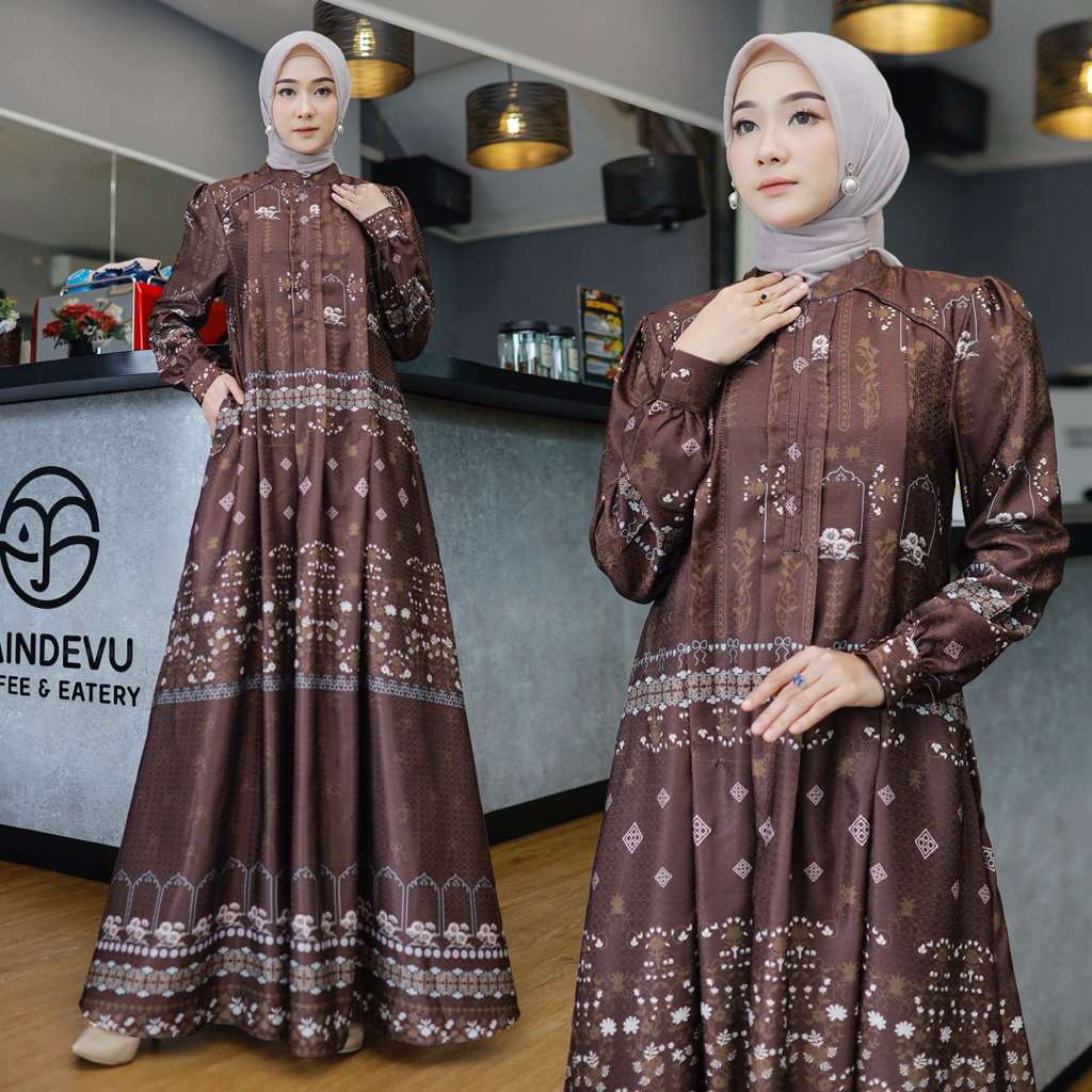 BESTPROMO AZ ZAHRA GAMIS DOBBY SILK PREMIUM MOTIF WANITA MUSLIM TERBARU JUMBO DAN BUSUI