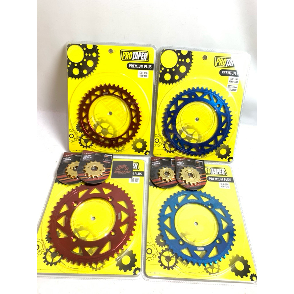 gear Belakang Protaper KLX 150 Merah Biru Gear Belakang 428 dan gear scarlet depan Supermoto Trabas 