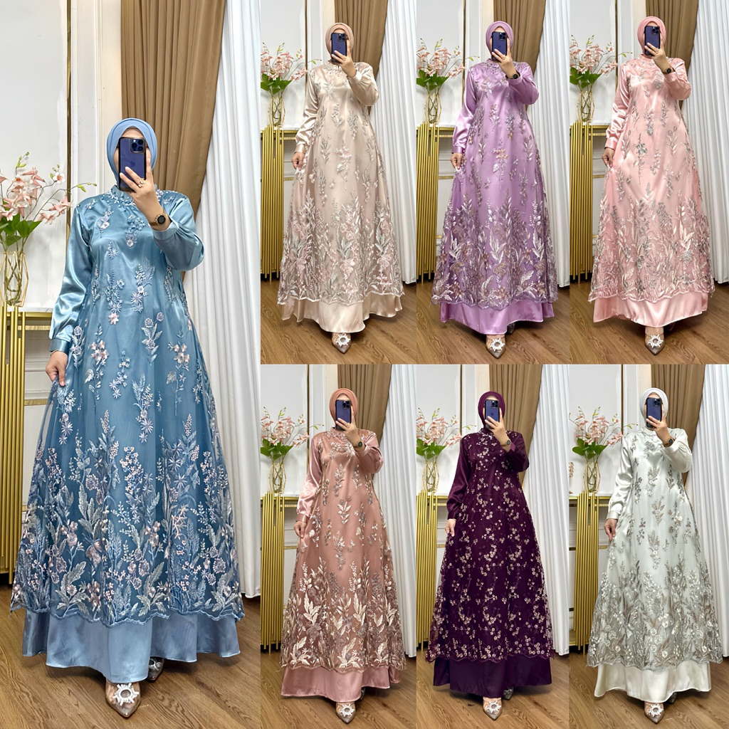 Alifa Dress Gamis Lebaran Mewah Terbaru Baju Kondangan Wanita Muslim Busana Lebaran Tersedia Ukuran 