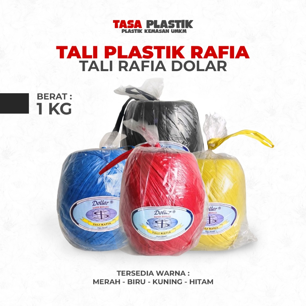 Tali Rafia Warna Warni 1Kg - Tali Plastik Rafia Tebal