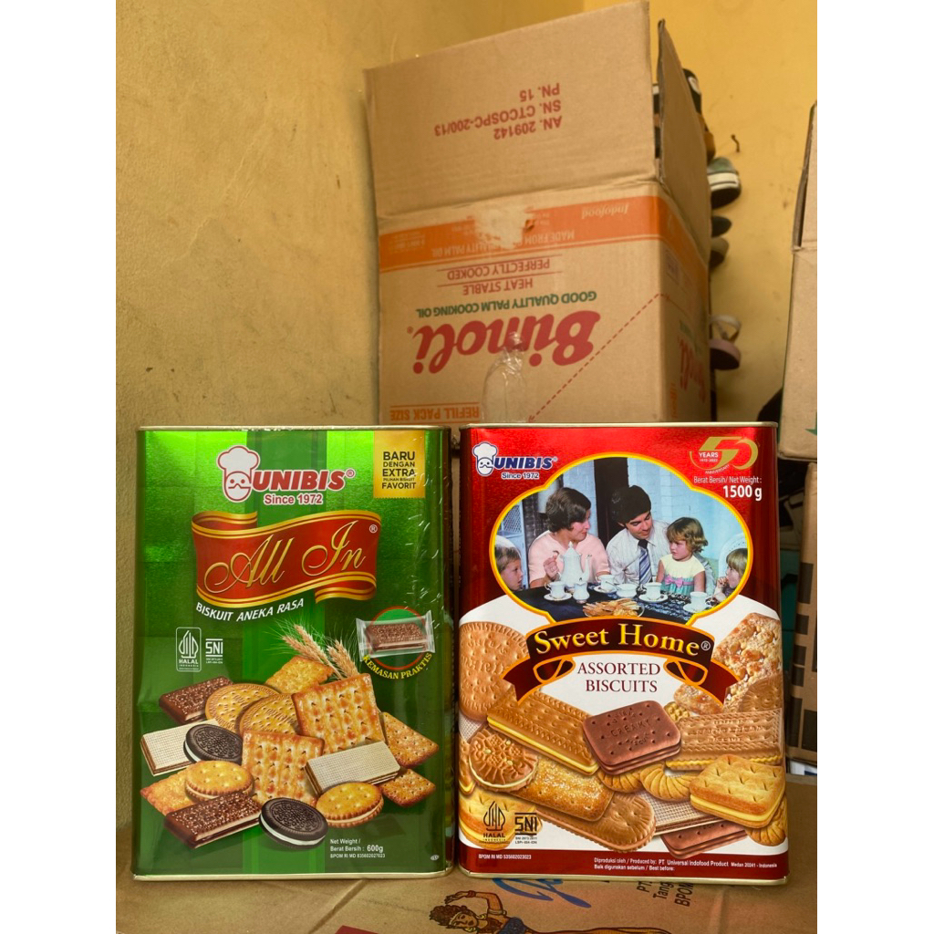 Biskuit Unibis Kaleng Ukuran 600gr dan 1500gr