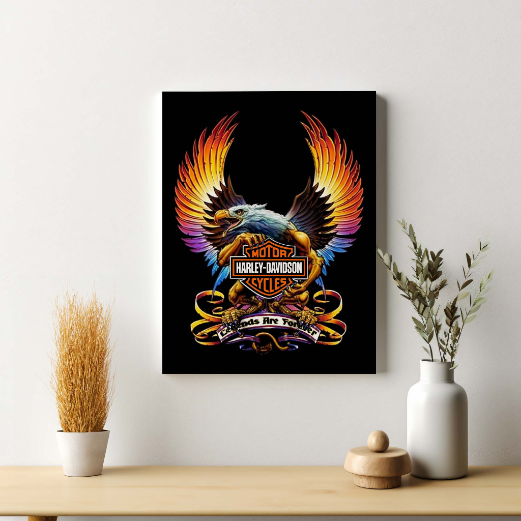 Poster HD Harley Davidson Dekorasi Hiasan Dinding Bingkai Kayu Pajangan Vintage Siap Pasang