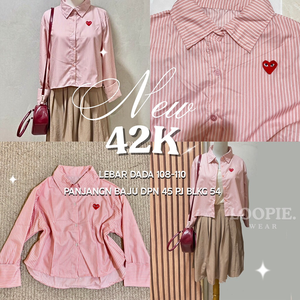 Kemeja Play CDG NEW | kemeja salur wanita