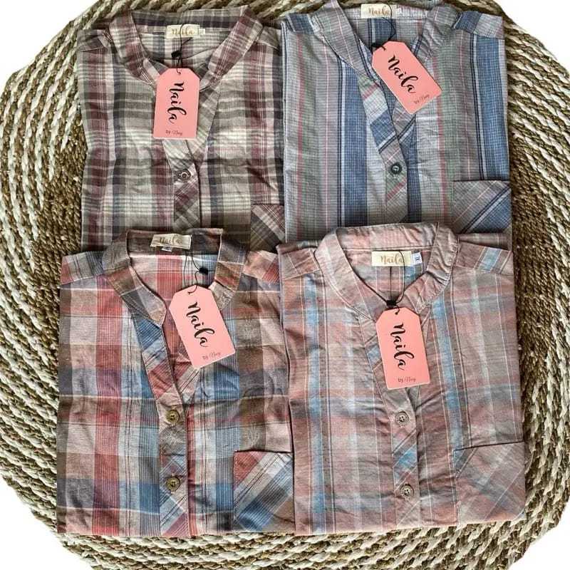 Atasa Wanita Katun Triset Kotak-Kotak Basic