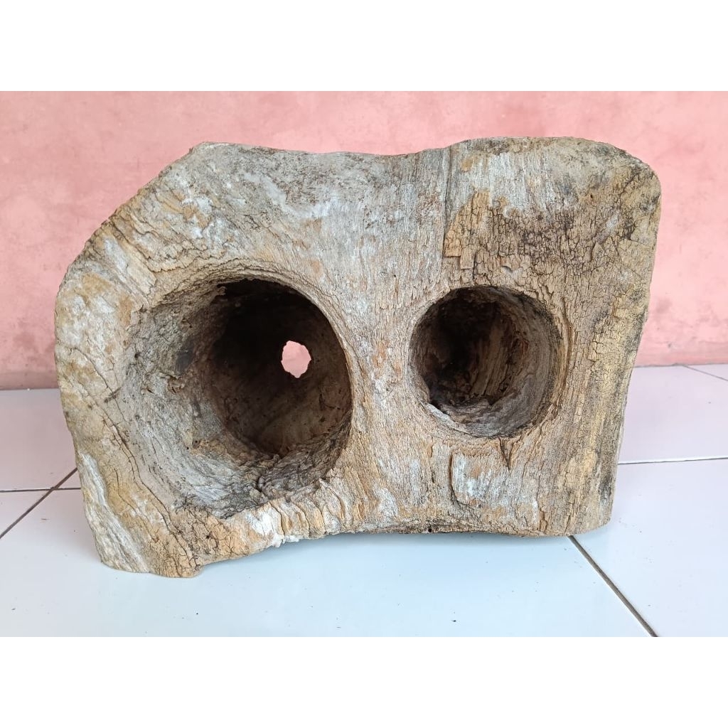 koleksi kayu jati antik rustic kuno lumpang dobel asli lawas jadul