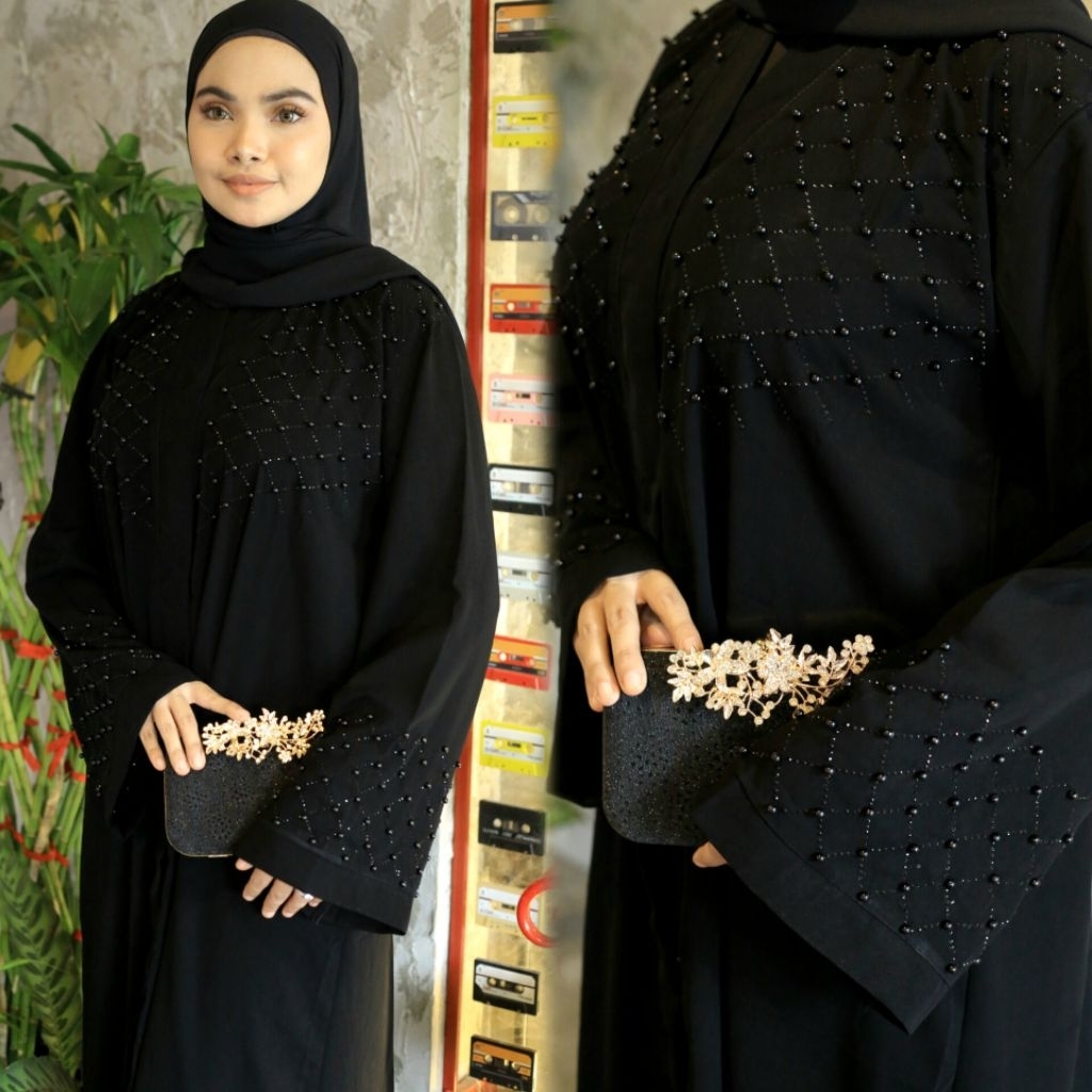 [ New Product ] Abaya Gamis Sakinah Mutiara Jetblack Saudi Outer Jalabia Mesir Remaja Wanita Dewasa
