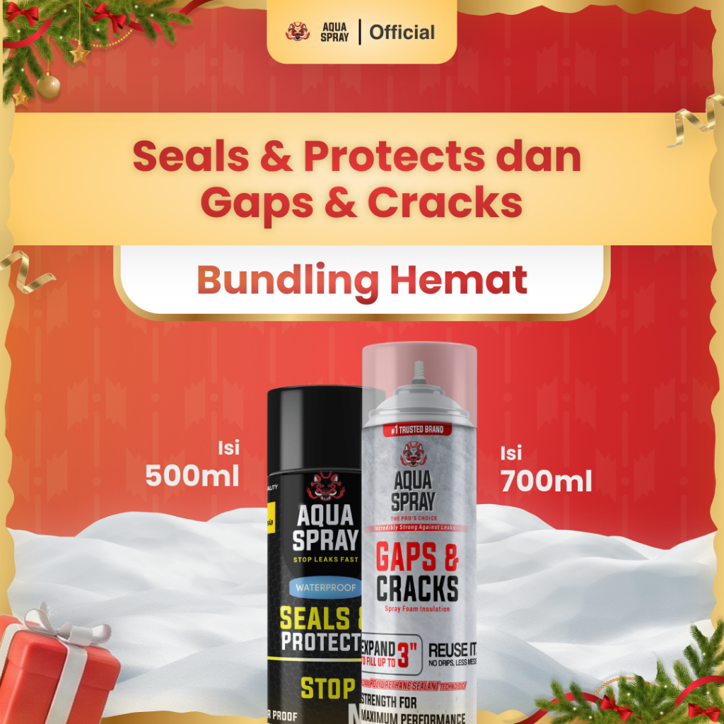 Aqua Spray - Paket Bundling - Seal Spray Penambal bocor dan Gaps Foam Penutup Lubang