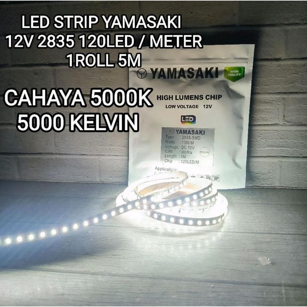 yamasaki LED strip 120Led 2835/lampu LED strip 12V yamasaki 2835 120 LED 5 meter warna 5000k,tosca,l