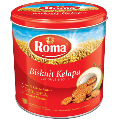 roma biskuit kelapa kaleng