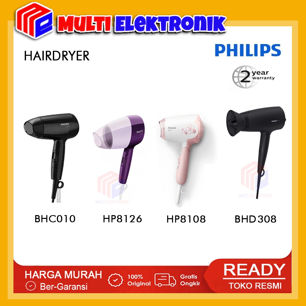 Philips Hair Dryer HP8108-02 / BHC010-12 / HP8126-02 / BHD308-10 Dry Care Pengering Rambut Garansi R
