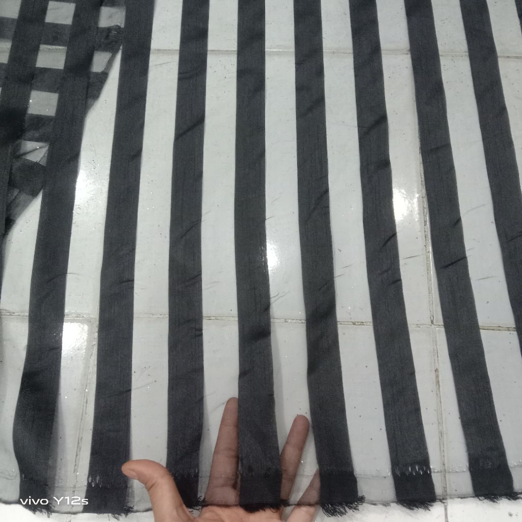 Kain Organza Salur / Harga /0.5m / Kain Organza Salur Meteran /Bahan Organza Salur / Bahan Organza S