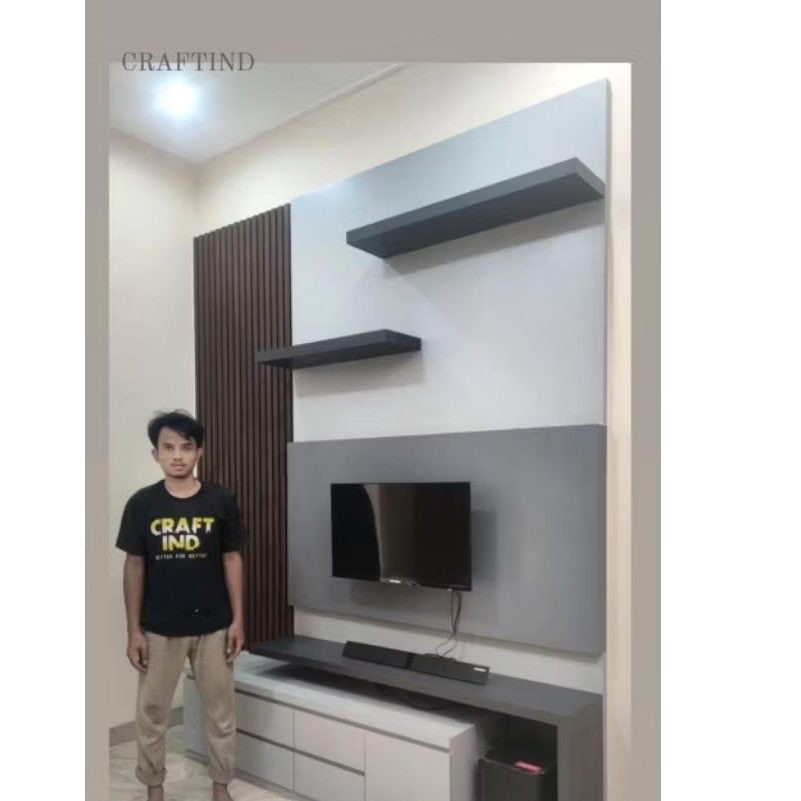 BACKDROP TV | RAK TV HPL | BUFFET TV HPL | PARTISI PAJANGAN HPL | MEJA TV HPL