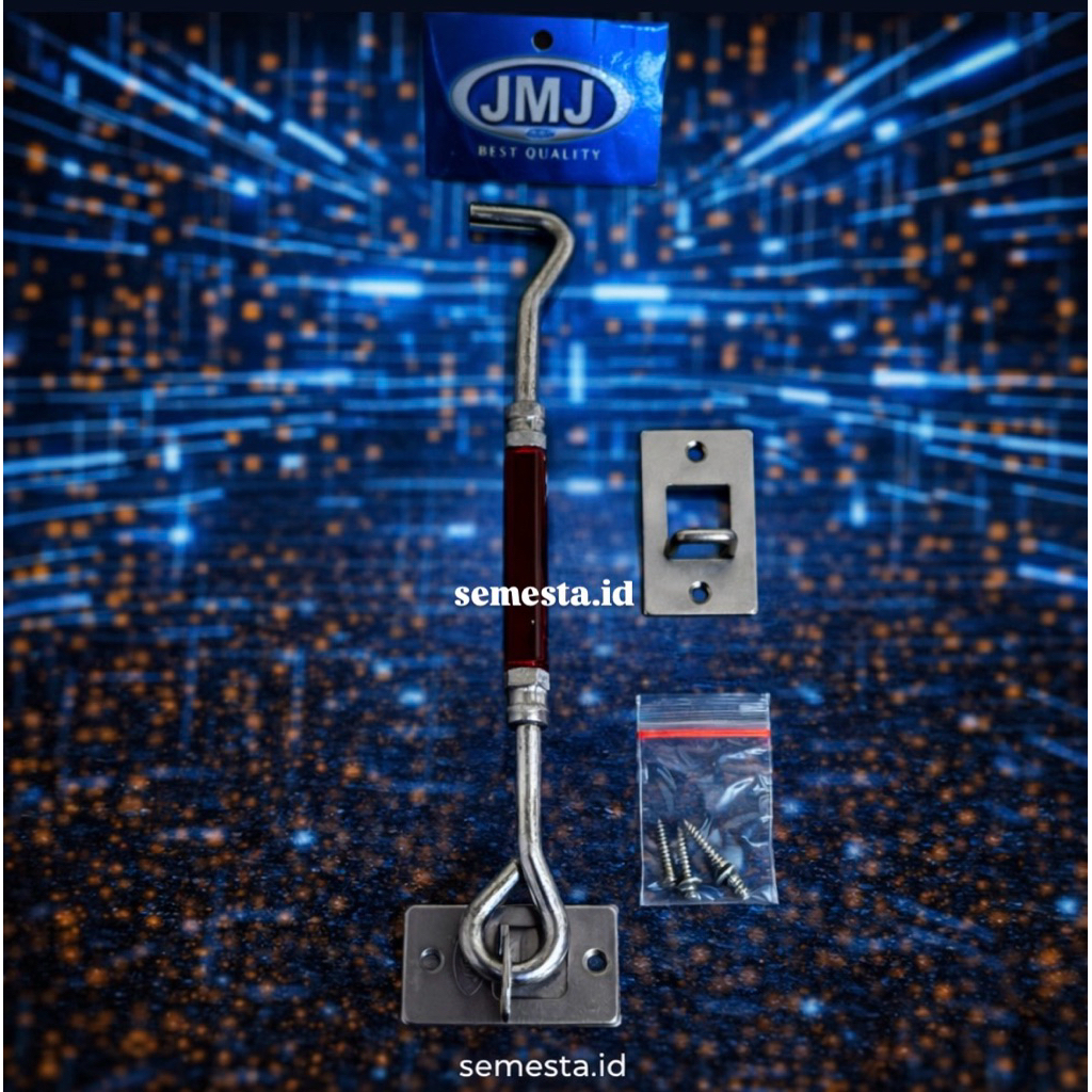 Hak Angin Segi 8” JMJ Mahoni Maroon | Hak Minimalis Segi | Hak Angin Penahan Jendela | Window Hook 8