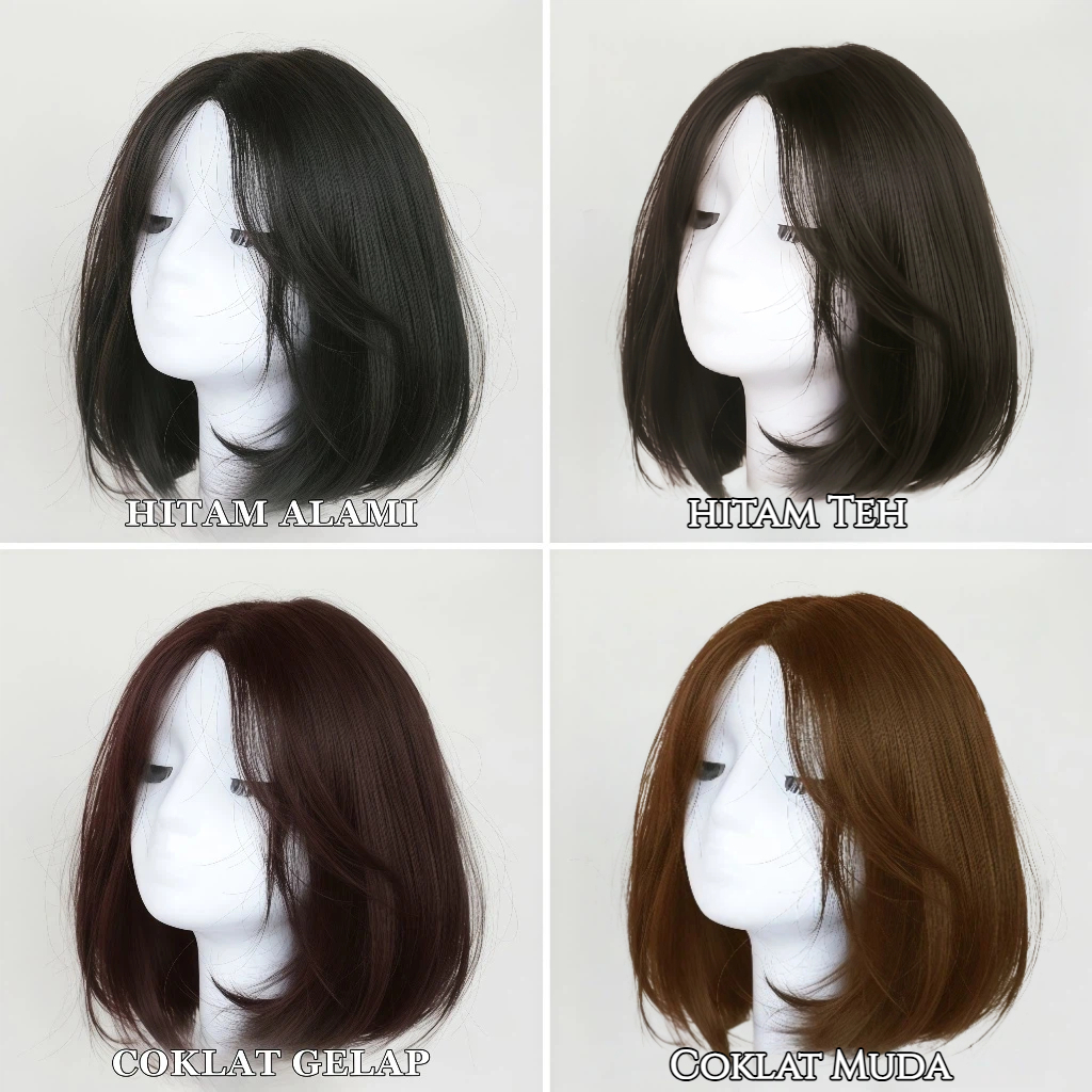 LvyStyle-Wig wanita full kepala/wig rambut pendek/wig natural wanita/wig rambut pendek wanita/wig ta