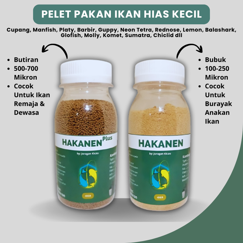 Pelet Hakanen Makanan Ikan Kecil Hias Guppy Molly Cupang Glofish Neon Tetra