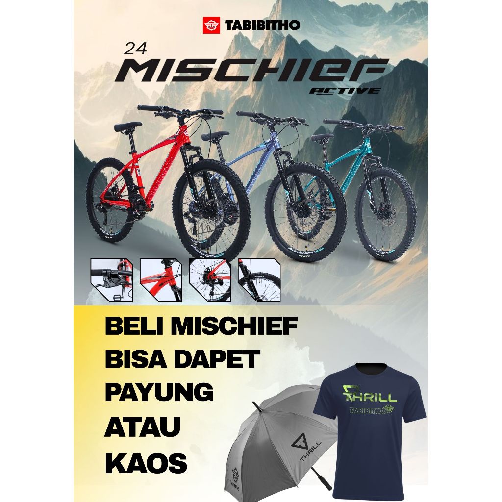 SEPEDA GUNUNG 24 MTB TABIBITHO MISCHIEF ACTIVE - FRAME HI TEN STEEL