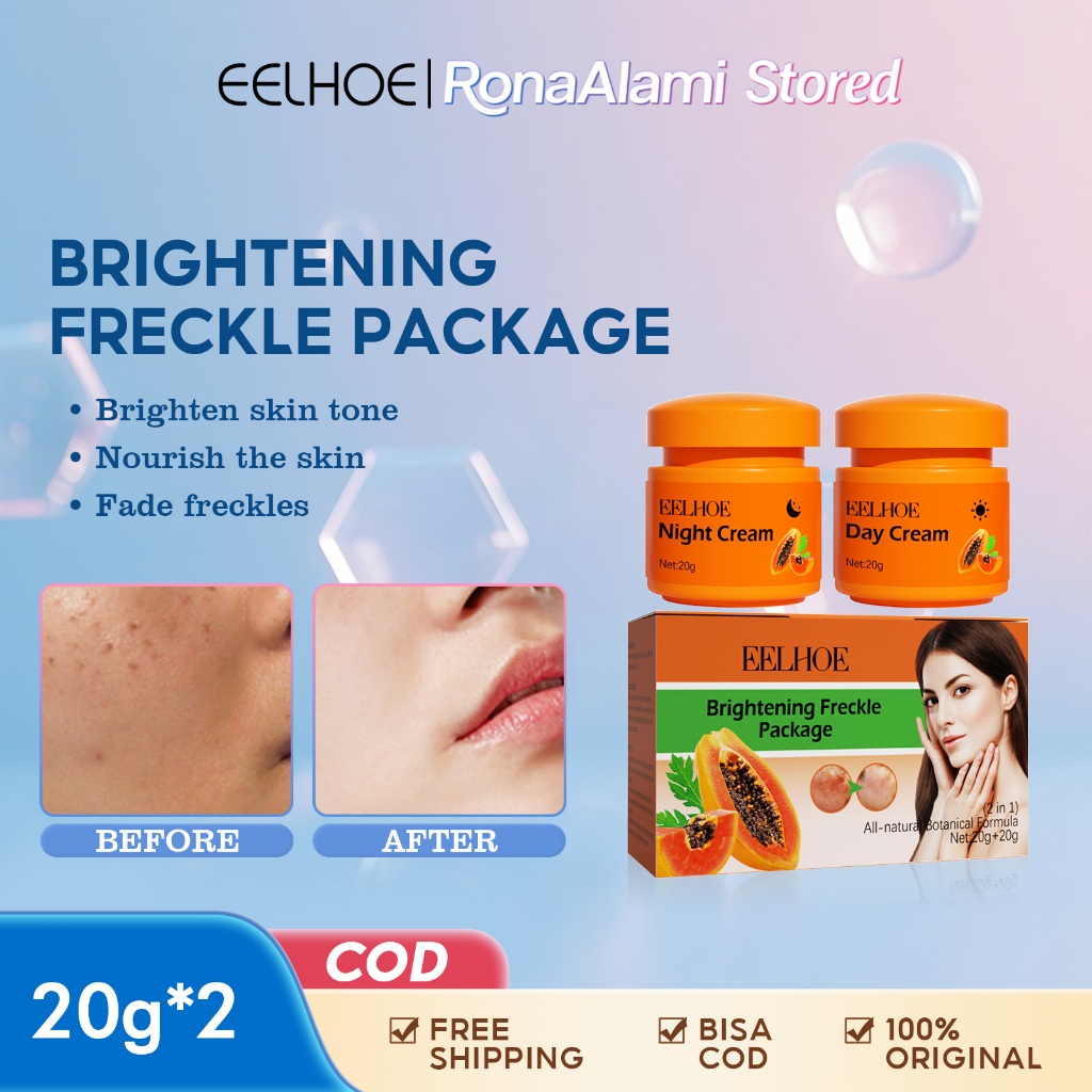 EELHOE Krim Pemutih Bintik Pepaya 20g*2pcs Krim Bintik Pemutih Penghilang Flek Hitam Pepaya Mencerah