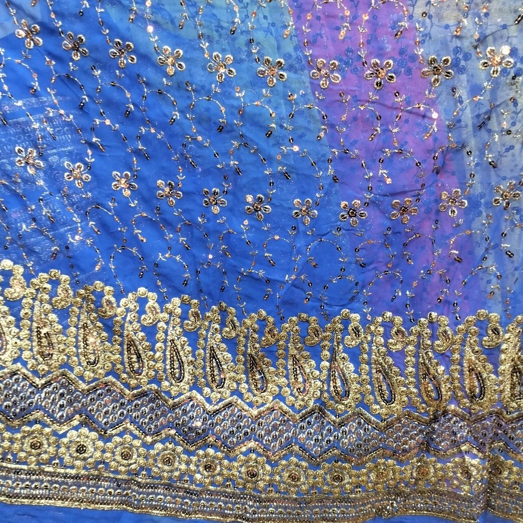 bahan kain sari India Payet bordir premium terbaru/kain sifon bordir motif mewah