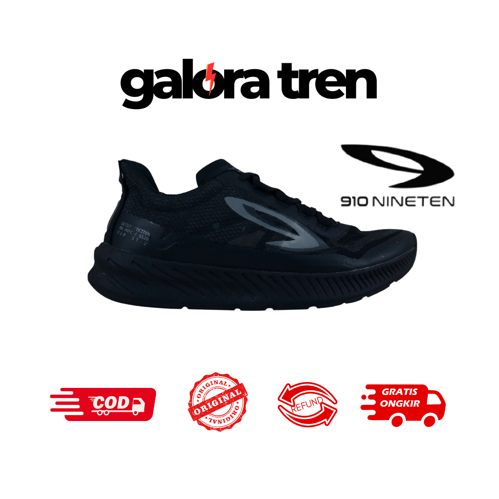 910 Nineten GEIST EKIDEN HITAM HITAM - Sepatu Lari / Geist Ekiden Hitam 910 Nineten