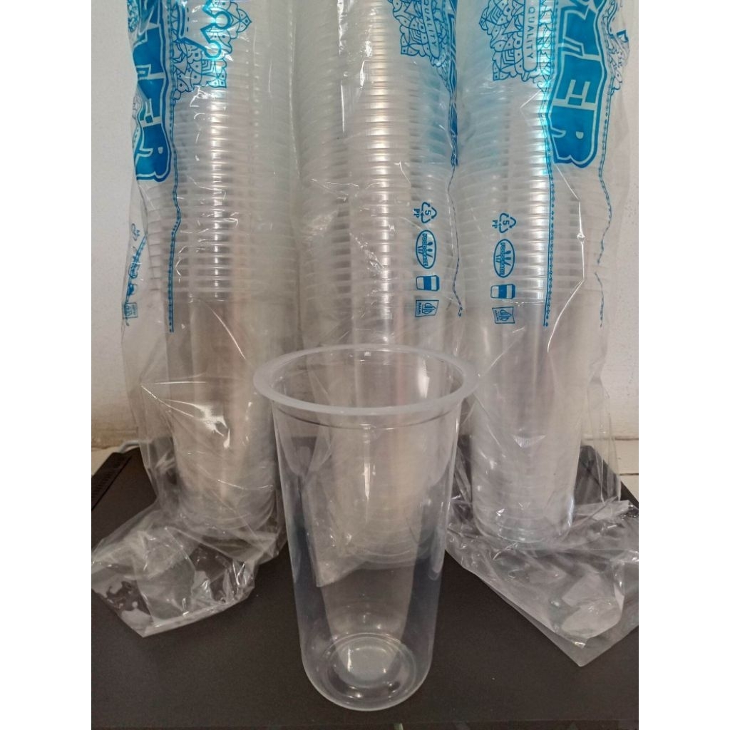 Gelas Cup Plastik Oval 22 Oz polos