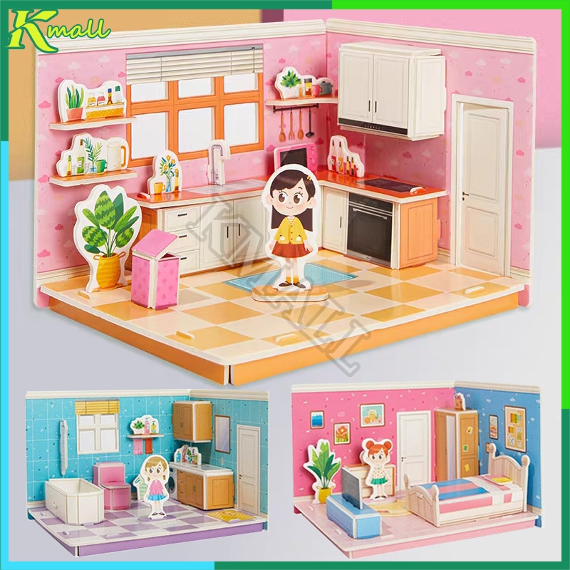 Mainan Anak Puzzle 3D Foam DIY Puzzle Rumah Paper Puzzle Mainan Edukasi Toys Lucu Puzzle Rumah 3D