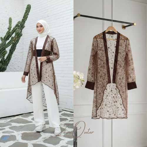 ZairaOuter - Outer Brokat Fuji Veloxa Look Kimono Outer Cardigan Kondangan Pesta Lengan Panjang Leba