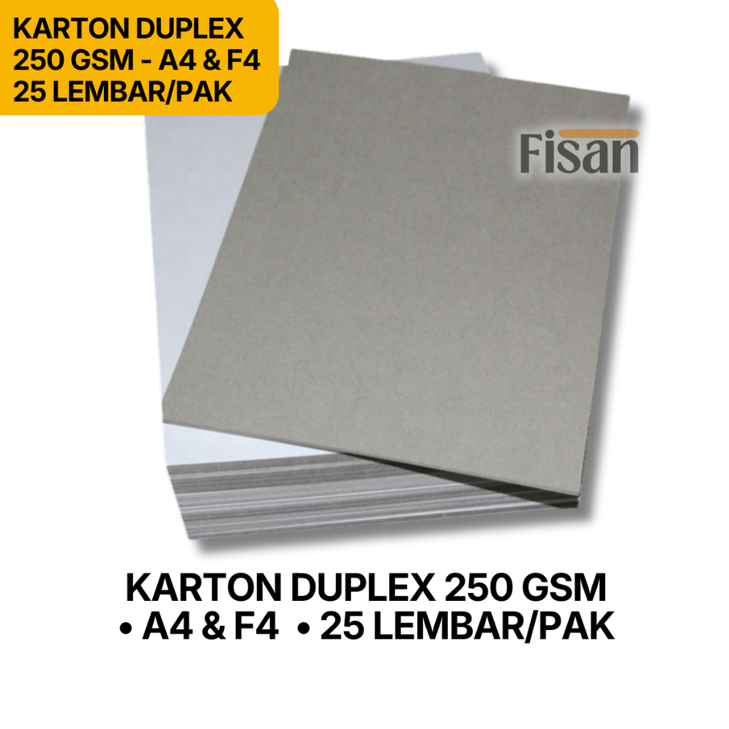 Karton Duplex 250gr F4 & A4 – Isi 25 Lembar | Karton Putih Tebal untuk Packaging & Craft