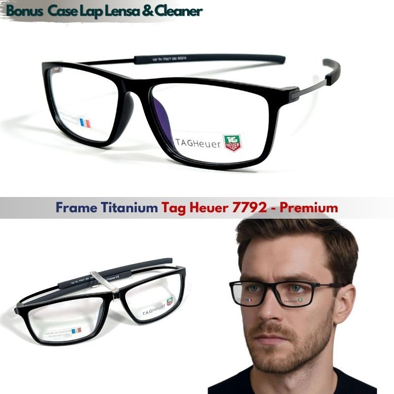 Frame Kacamata Pria Sporty Tag Heuer TH7792 Titanium Photocromic Optik Premium Anti Radiasi