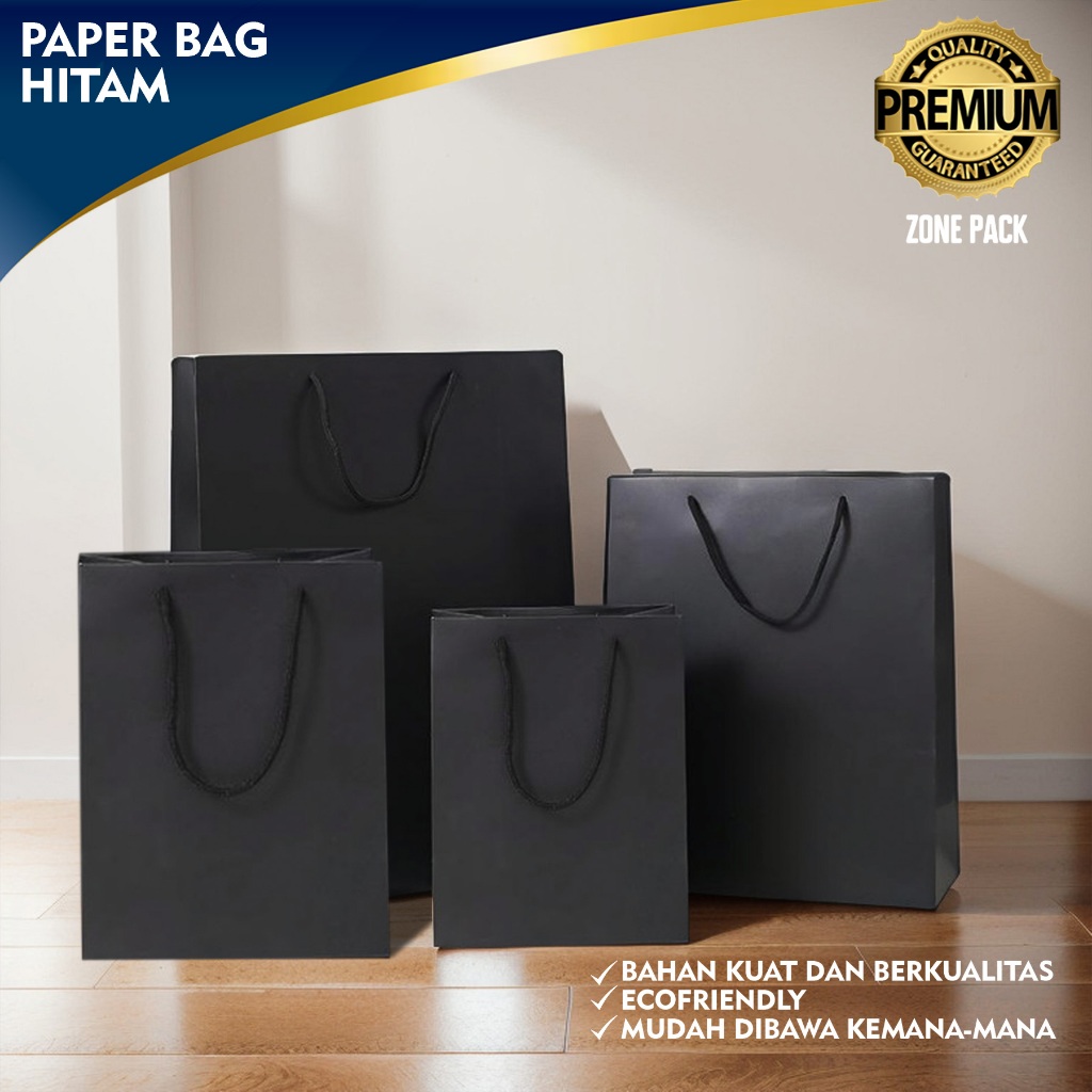 Paper Bag Hitam | Paper Bag Hitam Polos Souvenir | Paper Bag Gift Bag Ulang Tahun
