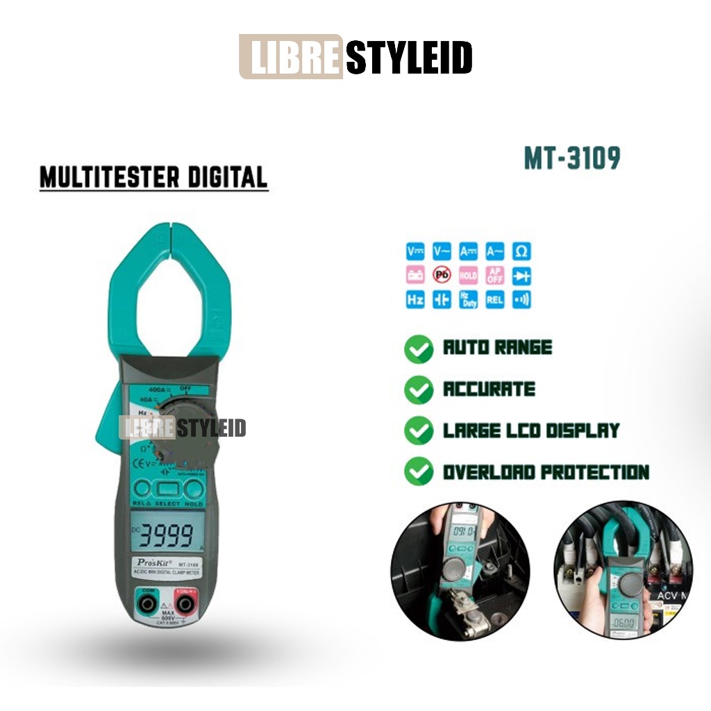PROSKIT MT3109 AC/DC Digital Clamp Multimeter 3-3/4 - Multitester Digital Proskit MT3109 ORIGINAL