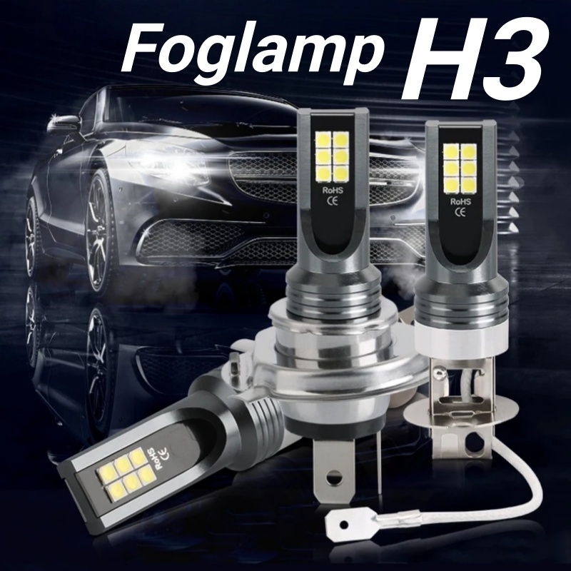 2Pcs Lampu Kabut LED H3 H7 Foglamp Lampu Bohlam Mobil Otomatis DRL Berkendara 12-24V DC