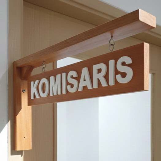 Papan Nama GANTUNG Kayu Custom Ukir Huruf Timbul Bahan Kayu Ukuran