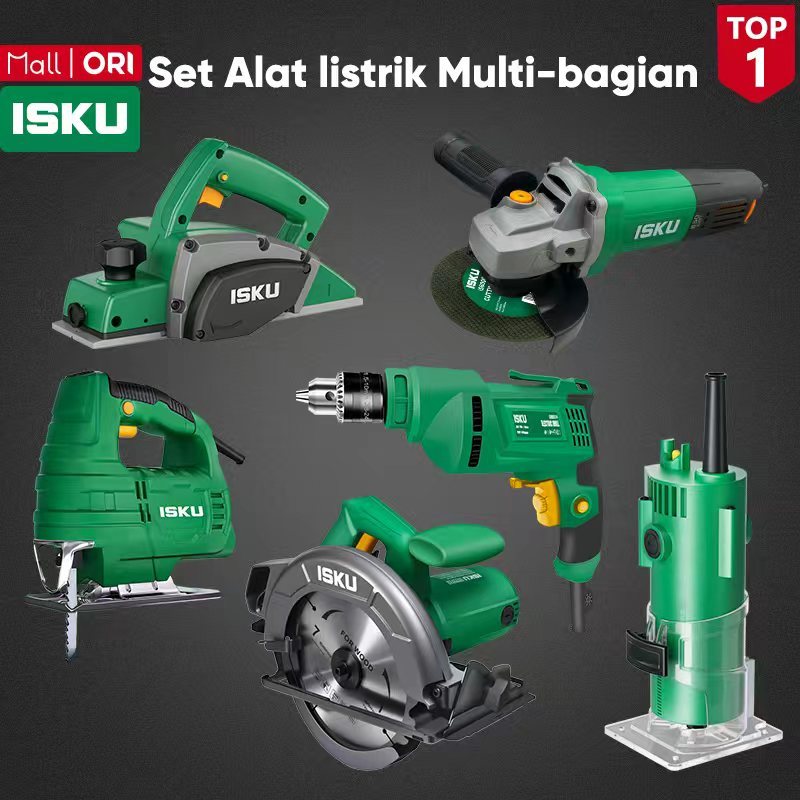 ISKU Paket Power Tools Woodworking Circular Saw 7 Inch 1000W Mesin Serut Kayu Planer Ketam Sugu Pasa