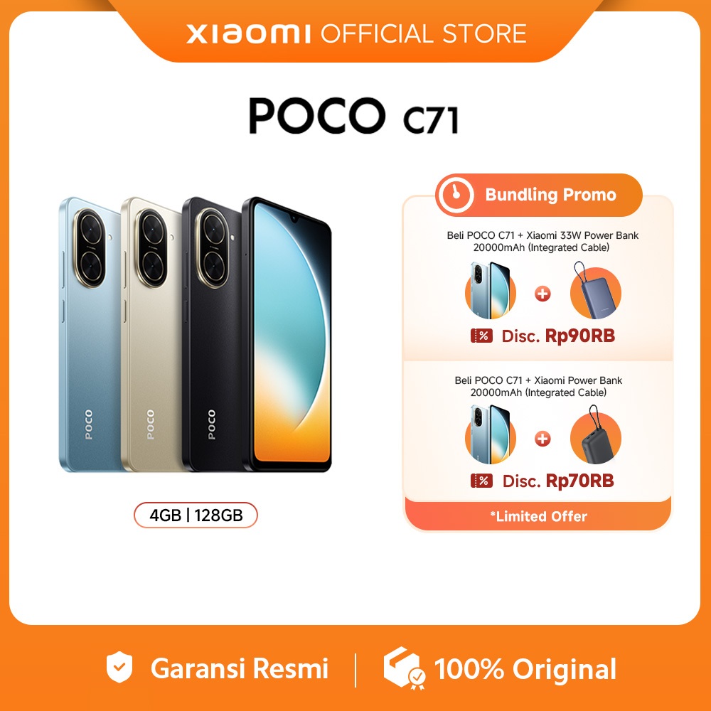 POCO C71 (4+4GB/128GB) Performa Cadas | Layar Cadas 6.88" 120Hz | Baterai Cadas 5200mAh | Expansi RA