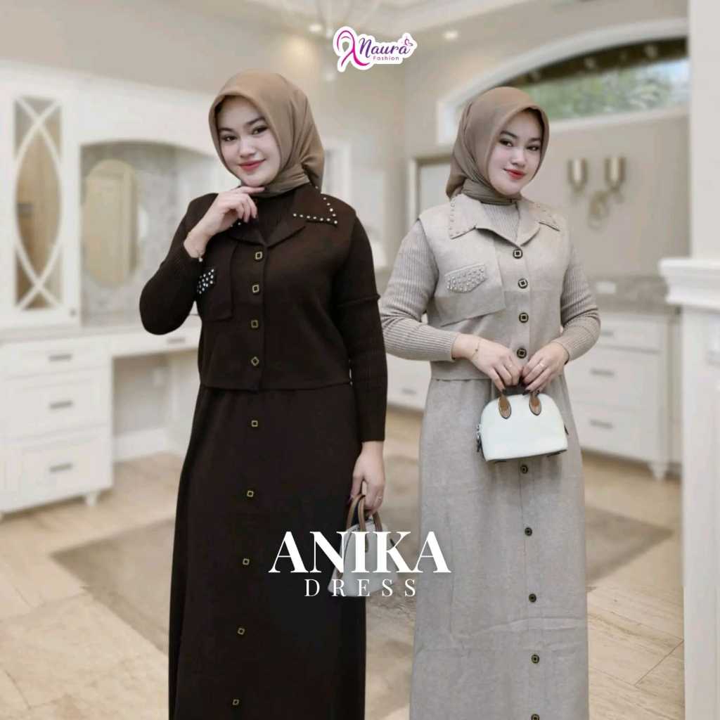 Anika Dress - Gamis Rompi Rajut - Muslim Wanita