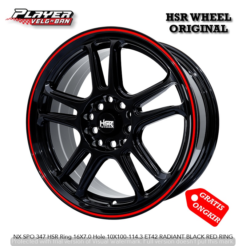 VELG MOBIL NEW AVANZA SIENTA ERTIGA INNOVA RING 16 BLACK DENGAN RING MERAH HSR NX SPO R16 LEBAR7