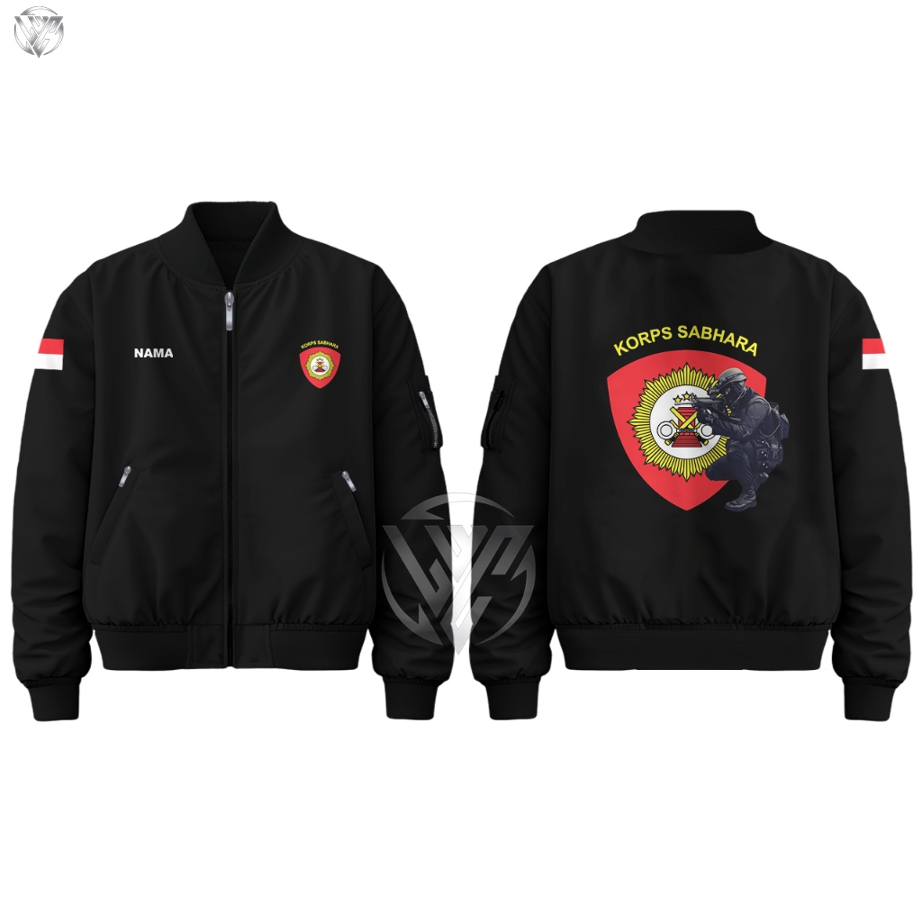 Jaket Bomber Waterprof Korps Sabhara Samapta Bhayangkara Free Nama Taslan Premium