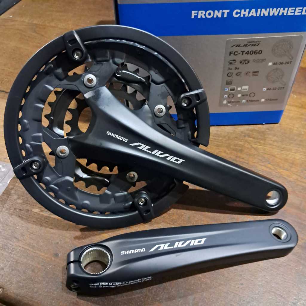 Crank Shimano Alivio T4060 44 32 22 Crankset 44-32-22 T 44T Terbaru Original T 4060 Sepeda MTB Tripl