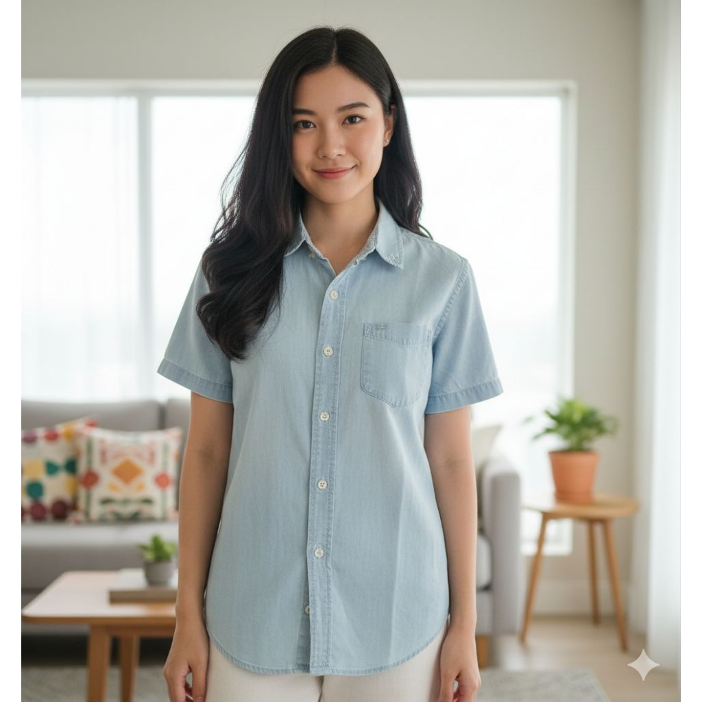 Kemeja Denim Jeans merk Lee Preloved