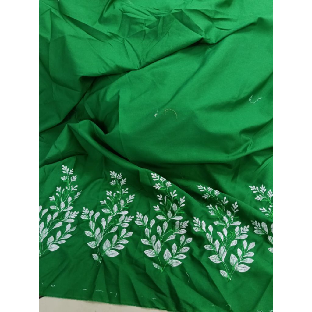 BAHAN KAIN KATUN BORDIR IMPORT BUNGA PINGGIRAN