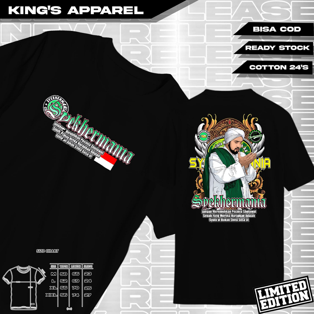KAOS MURAH SYEKHERMANIA CATTON COMBED KAOS MAFIA SHOLAWAT TERBARU 24's