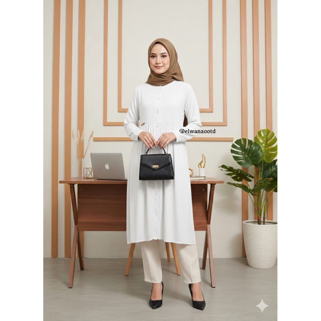 ATASAN TUNIK WANITA BAHAN RAYON TWILL PREMIUM LENGAN PANJANG