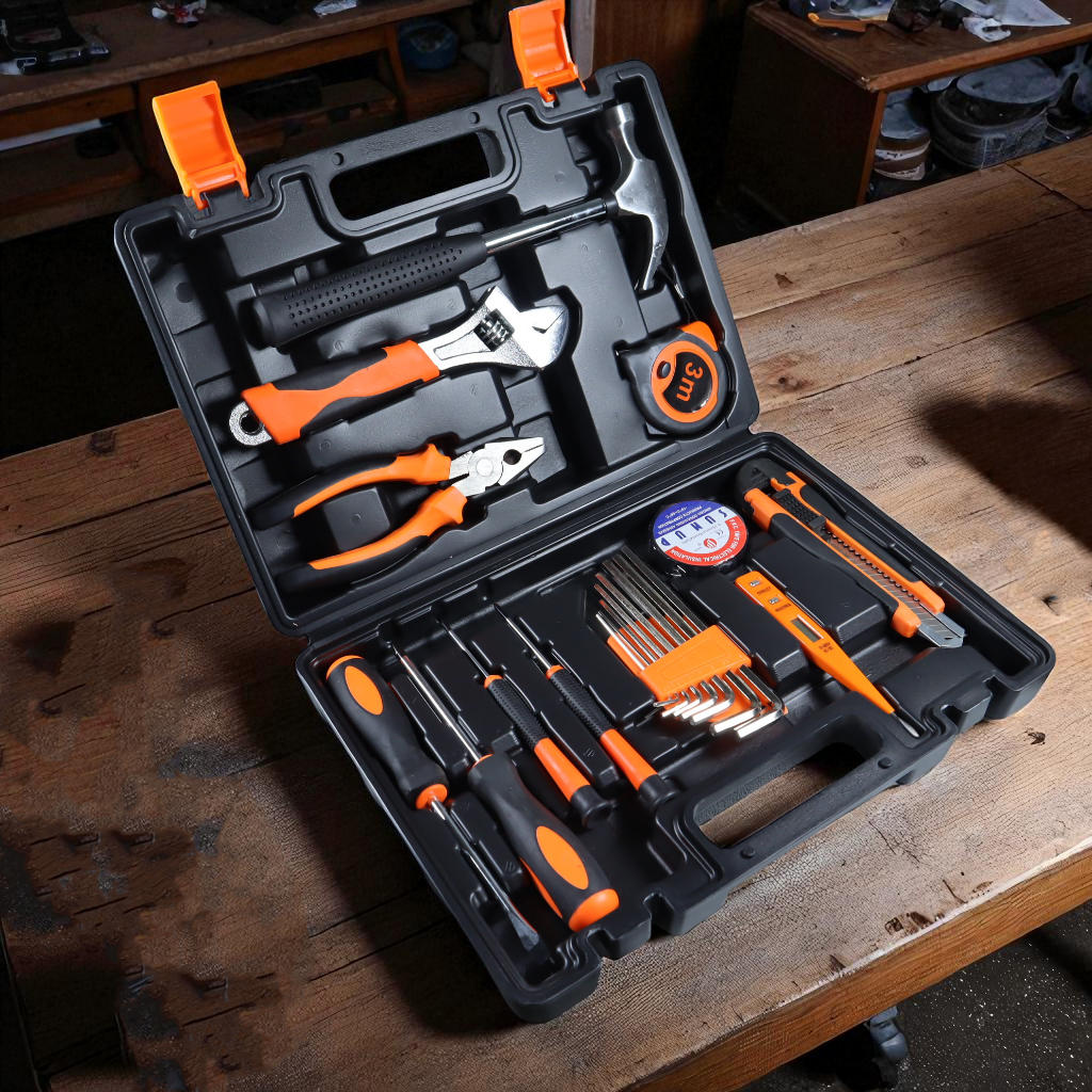 Alat Set Perkakas Tang Palu Obeng with Box Storage 19 in 1 Set Perkakas Tang Palu Obeng Lengkap