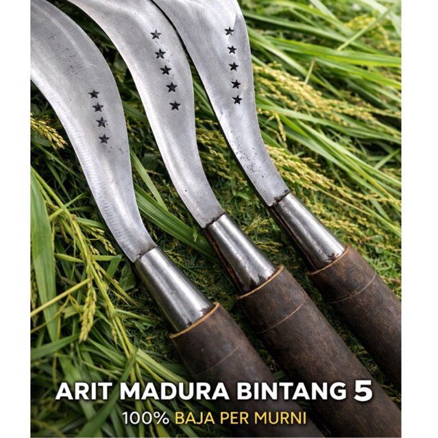 PAKET ISI 3PCS Alat pertanian dan peternakan sabit arit Madura Bintang 5 baja Asli