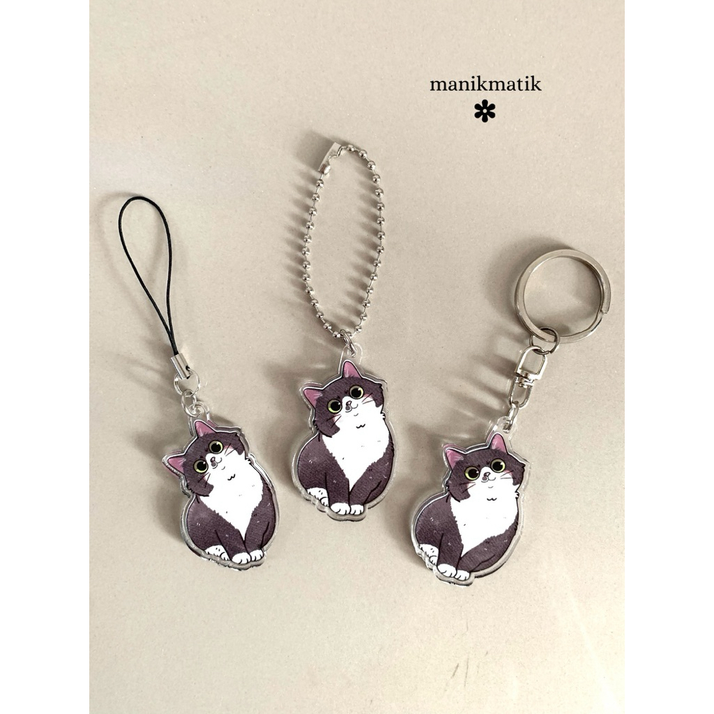 Gantungan Kunci Kucing Tuxedo Keychain Gantungan Tas Strap Phone Gantungan Handphone Soevernir