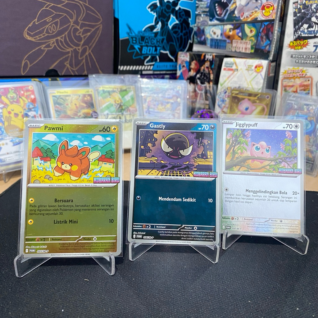 Kartu Promo Pawmi • Gastly • Jigglypuff 035/036/037 SV-P TCG Promo Set Spesial Indomaret Kobaran Bir